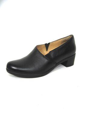 Dansko Size 37 US 6.5 7 Black Camdyn 1.75" Heel Loafer High Vamp Asymmetric Pump